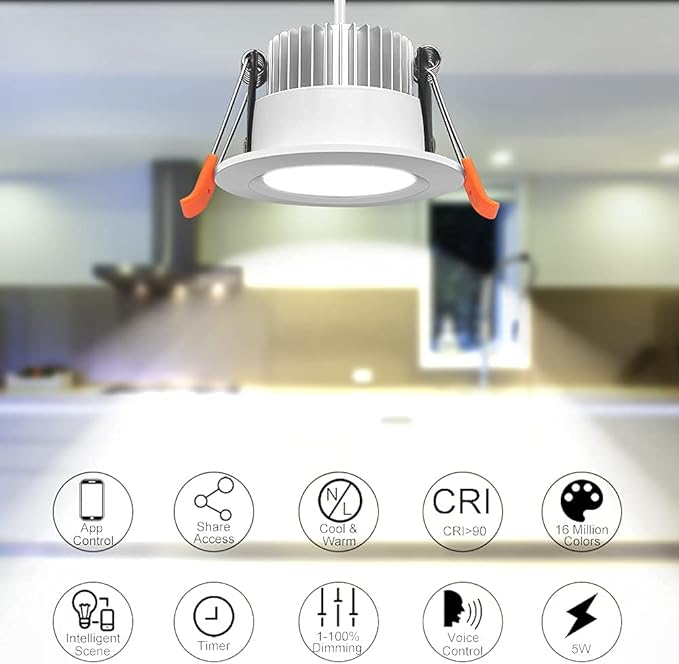 LightingWill 2 Inch Recessed Lighting, Smart WiFi LED Downlight, 5W LED Ceiling - Image 2
