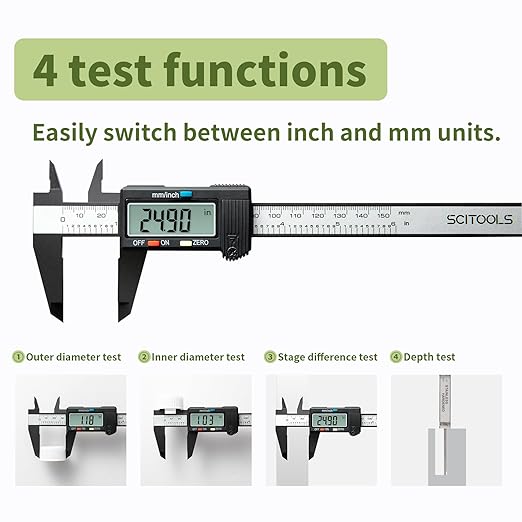 SCITOOLS Digital Caliper 0-6" Measuring Tool, Micrometer Caliper - Image 4
