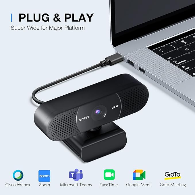 EMEET C960 2K Webcam with Microphone, 2K QHD, 2 Noise-Reduction Mics, TOF - Image 8