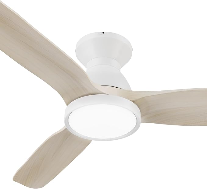 SMAAIR Smart Ceiling Fans with Lights Damp Covered, Solid Wood Flush Mount by SMAAIR