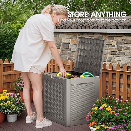 kamaboko 35 gallon outdoor storage box waterproof deck on a desk or shelf