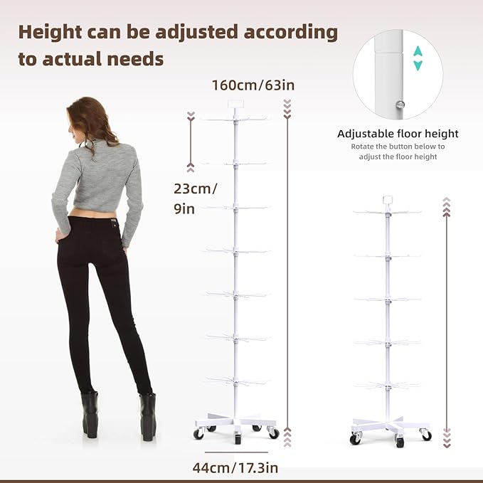 YEOOE Upgraded Retail Display Stand 7 Tier Spinning Display Stand, Movable Shop - Image 2