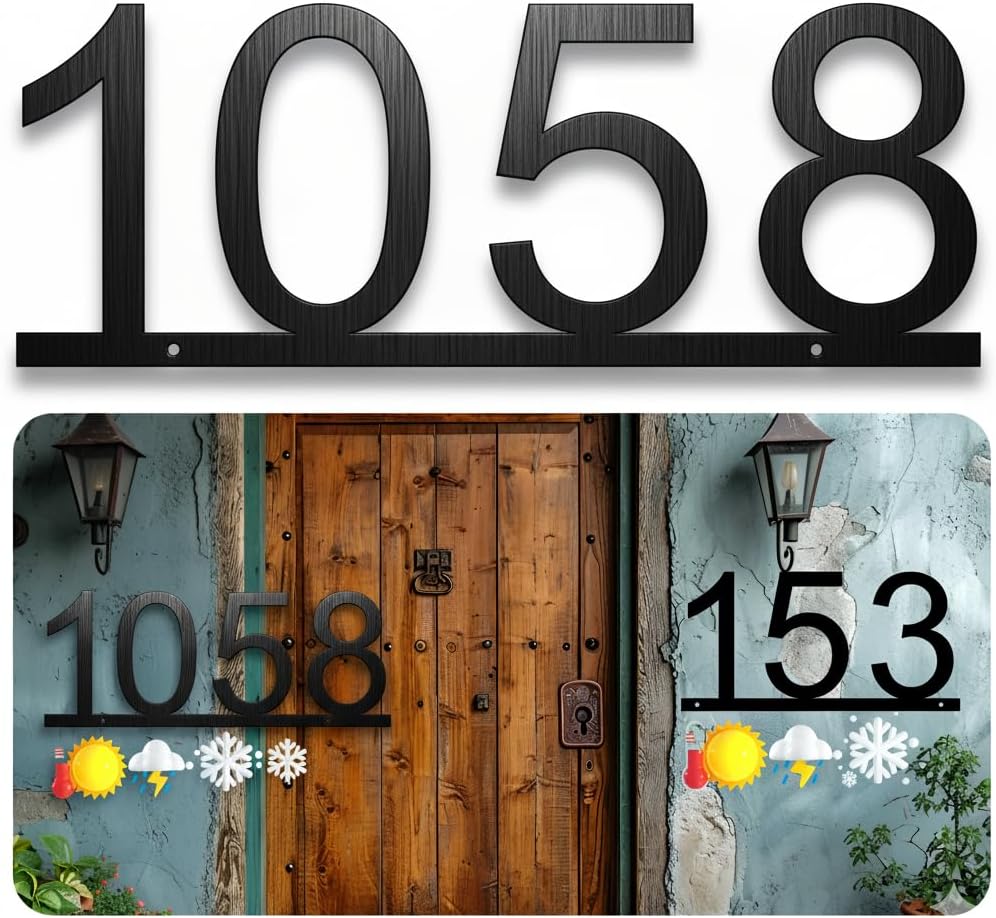 Custom Metal House Numbers Sign for Outside, Personalized Address Number Plaque, 5/8/10 Inch Metal House Numbers, Waterproof Rustproof Address Sign for Front Door, Mailbox, Porch, Exterior Wall