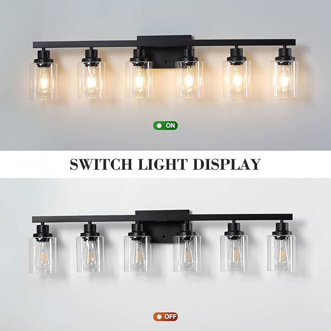 DIKAIDA 6-Light Black Vanity Lights 38'' Modern Bathroom Vanity Lighting - Image 6