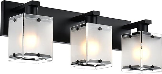 WINSHEN 3-Lights Bathroom Light Fixture Over Mirror, Modern Black Wall Sconce by WINSHENLighting