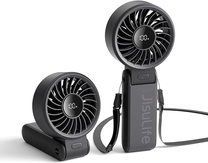 JISULIFE Handheld Fan Life7 – Ultimate Flexibility: High-Power Motor, LED by LivechillStaycool