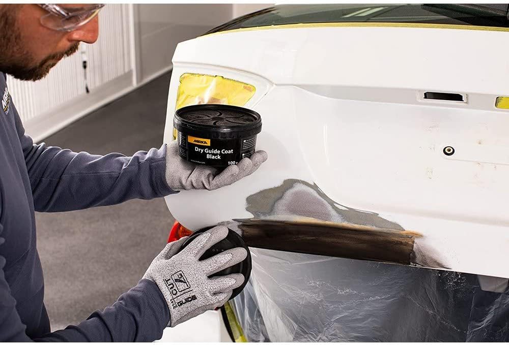 Mirka Dry Guide Coat Black, For Auto Body Sanding on Light Surfaces, 100g | Reveals Scratches, Pinholes and Low Spots in Primer & Filler; Flexible Applicator Applies Evenly with No Dry Time or Masking