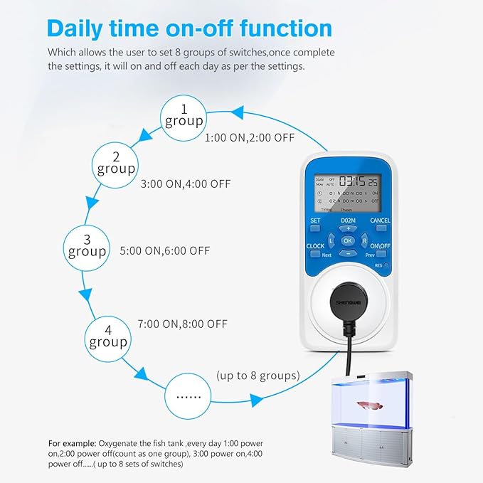 Timer Outlet, Programmable 110V/220V Pump Timer Switch, Minimum Setting by - Image 4