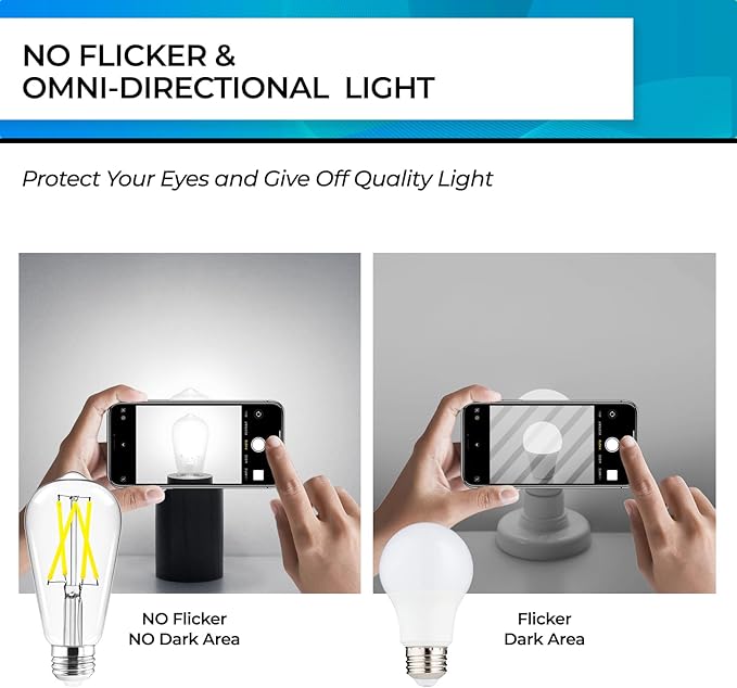 Hizashi Vintage LED Edison Bulb Dimmable, 6W Equivalent 60W, 5000k Daylight - Image 3