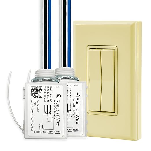 RunLessWire Fan & Light Battery-Free DIY Wireless Light Switch Kit 150ftRF by RunLessWire