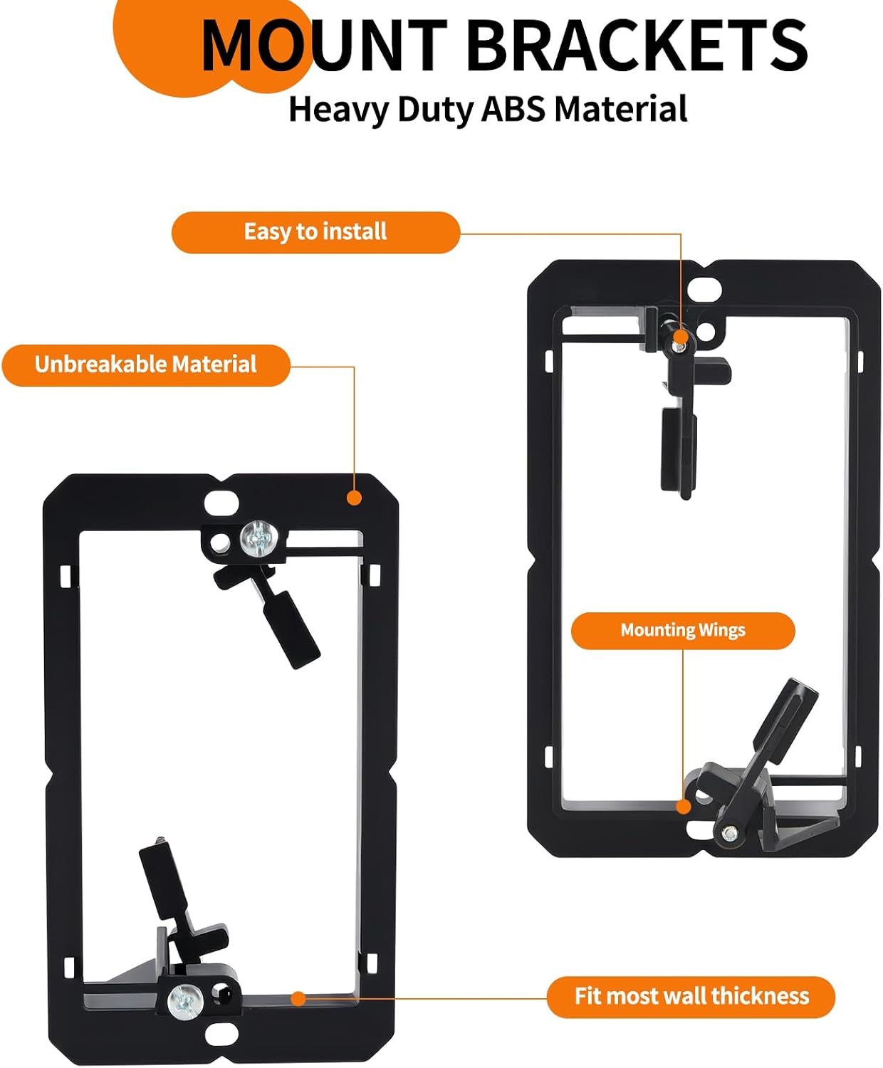 5 PCS Low Voltage Mounting Bracket, Black, Low Voltage Box | Ideal for Single Gang Wall Plate, HDMI, Telephone Wires, Network Cables, Coaxial and Speaker Cables