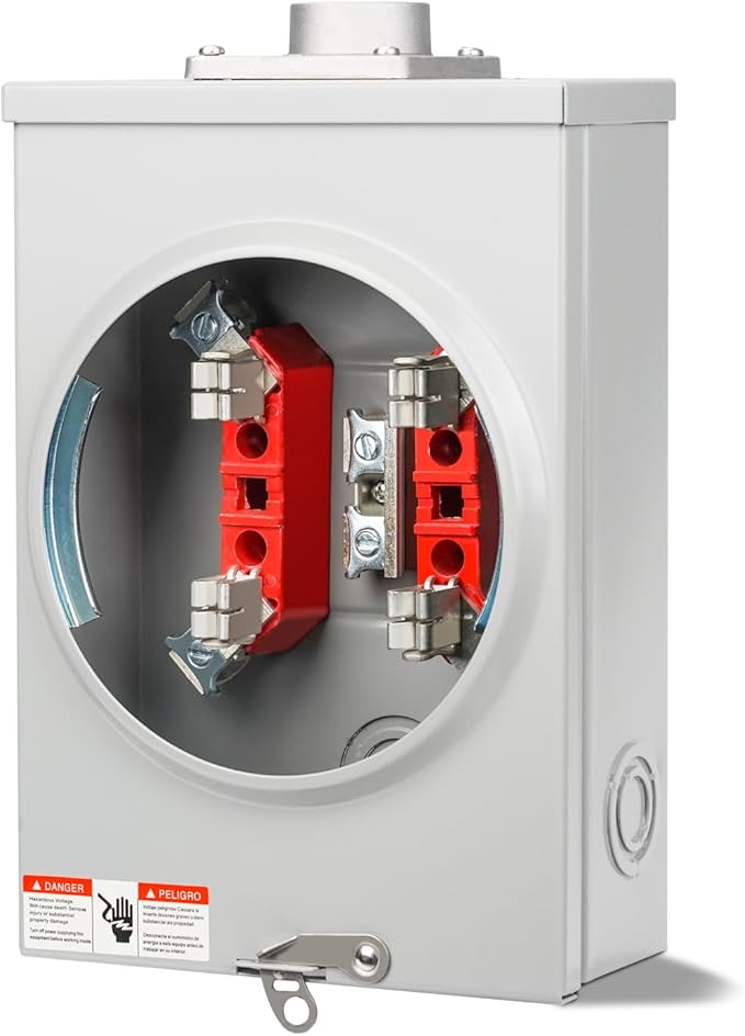 125 Amp Meter Socket, 4 Jaw Meter Base, 600V 3 Wire Ringless Type, by JINDOUZI
