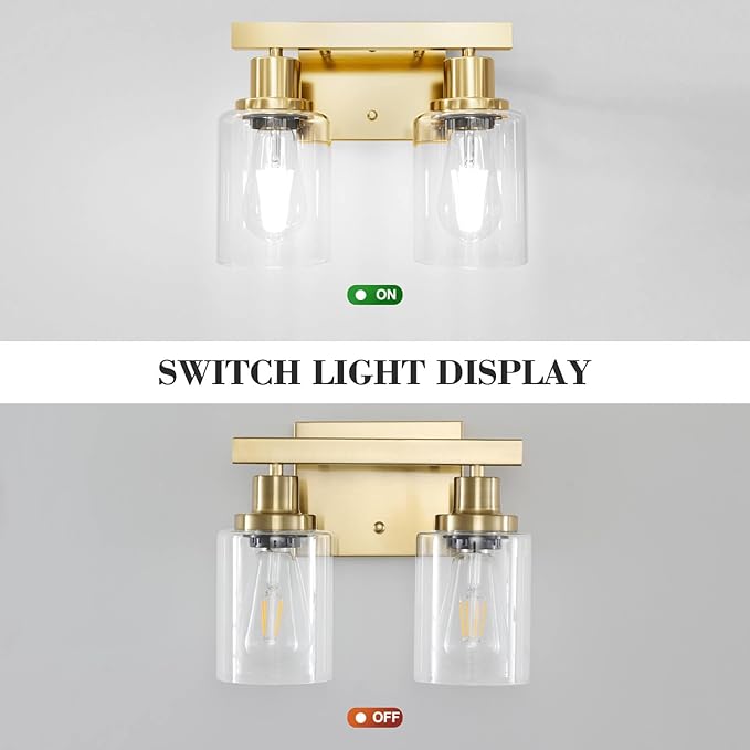 DIKAIDA 2-Light Brushed Gold Vanity Lights - Image 5