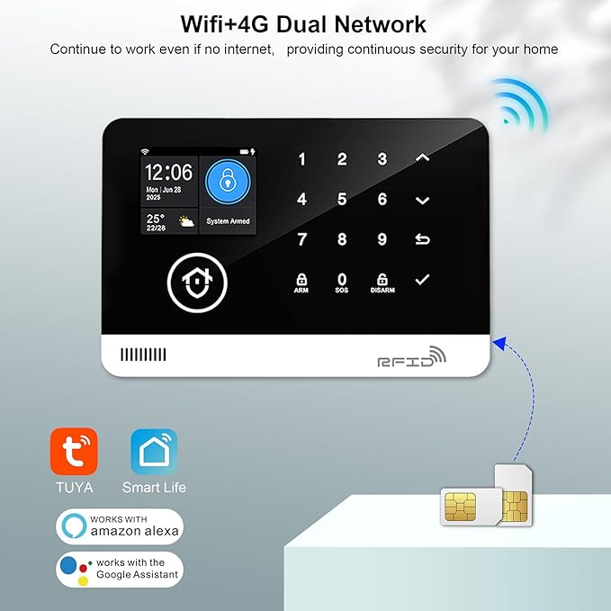 Home Security System, 4G/WiFi GSM SMS Wireless Home Alarm System - Image 3