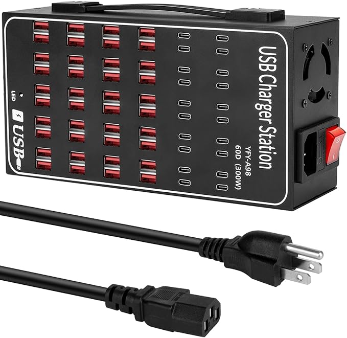 60 Port 300W USB Charging Station, Desktop Charging Station by QIUJIN-DENTPULLERKITS