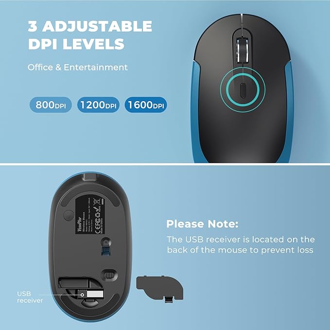 Wireless Keyboard and Mouse, Vssoplor 2.4GHz Rechargeable Quiet Full-Size - Image 5