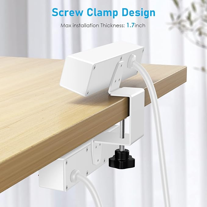 Desk Clamp Power Strip with PD20W USB-C, 2 in 1 Dual Layer Under Desk Power - Image 5
