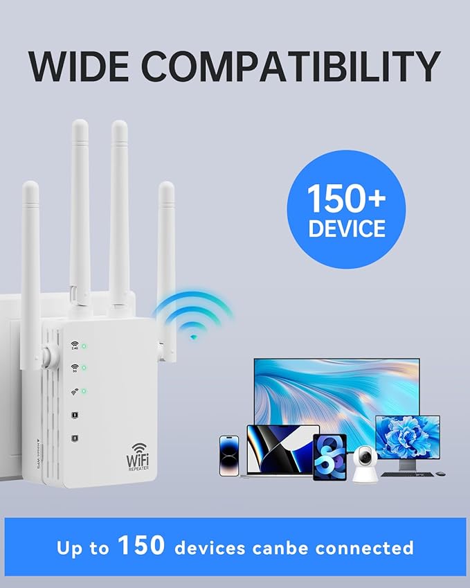 WiFi Extender, WiFi Extender Signal Booster Dual-Band AC1200Mbps 10X Faster - Image 4