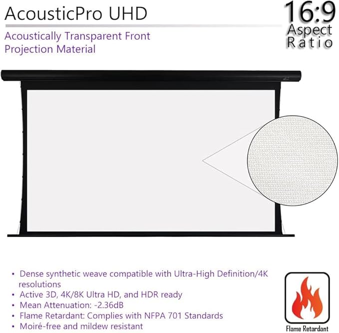 Elite Screens Saker Tab-Tension AcousticProUHD RC1 Kit, Acoustically Sound - Image 7