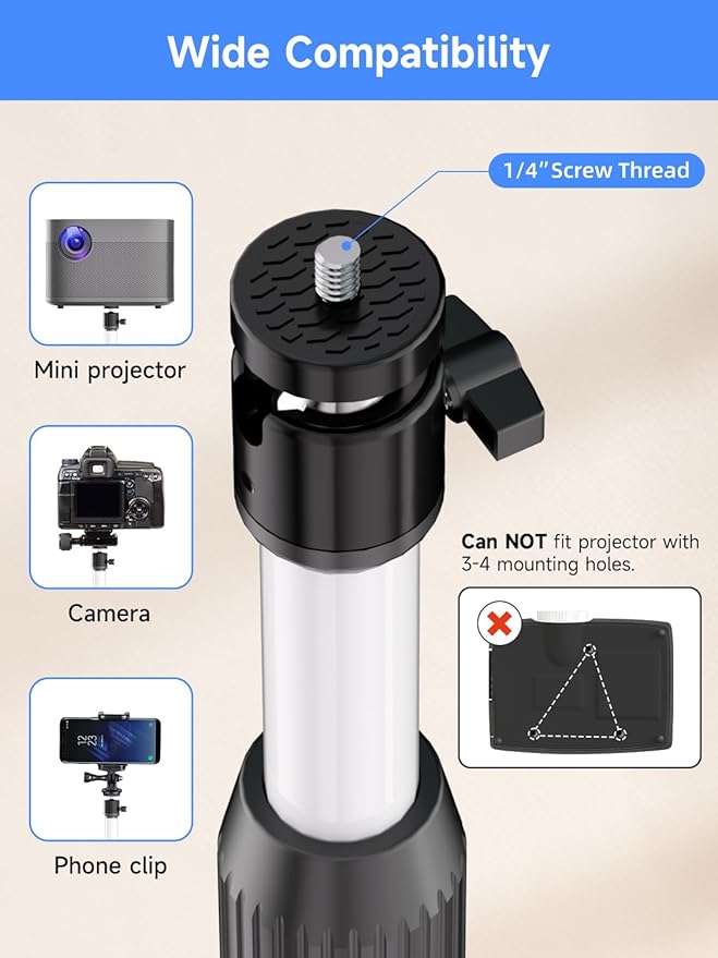 suptek Exdentable 63.9" Projector Stand 360°Swivel, Height Adjustable - Image 5