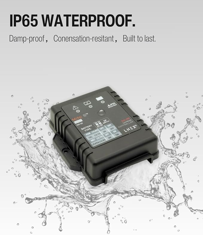 LNEX Solar Charge Controller Waterproof 8A, 12V Mini Solar Panel Battery - Image 2
