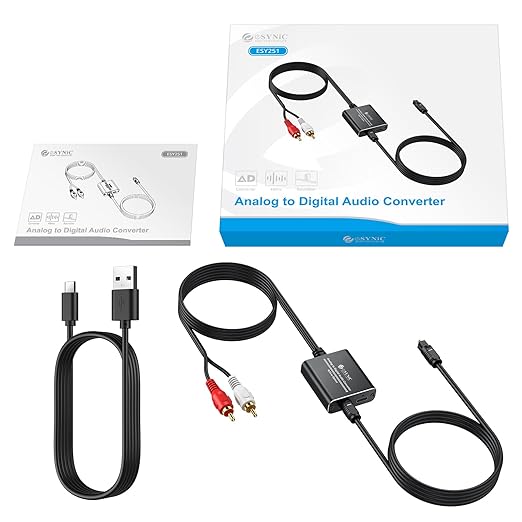 eSynic RCA to Optical Audio Converter-7ft Cable Long-Only from RCA to SPDIF - Image 7