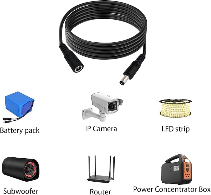2pcs 16AWG DC Power Extension Cable 5.5mmx 2.1mm Male to Female Connection Cable - Image 4