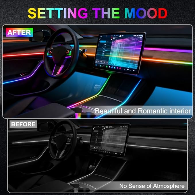 Acrylic Interior Car Ambient Lighting, Interior RGB LED Strip Kit - Image 4