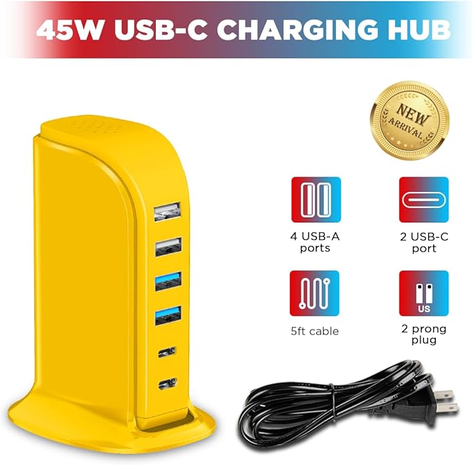 45W USB Charging Station, 6-Port Hub - Image 2