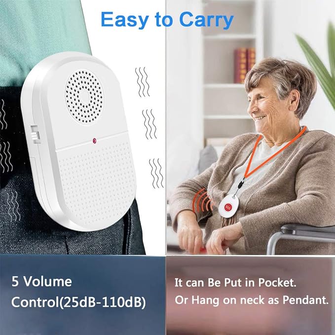 ChunHee Wireless Caregiver Pager Call Button Nurse Alert System Call Bell - Image 2