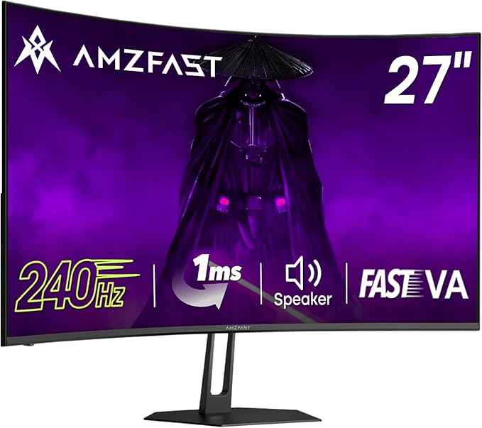 Amzfast 27 inch 240Hz Curved Gaming Monitor, FHD 1080P Monitor Gaming by Amzfast