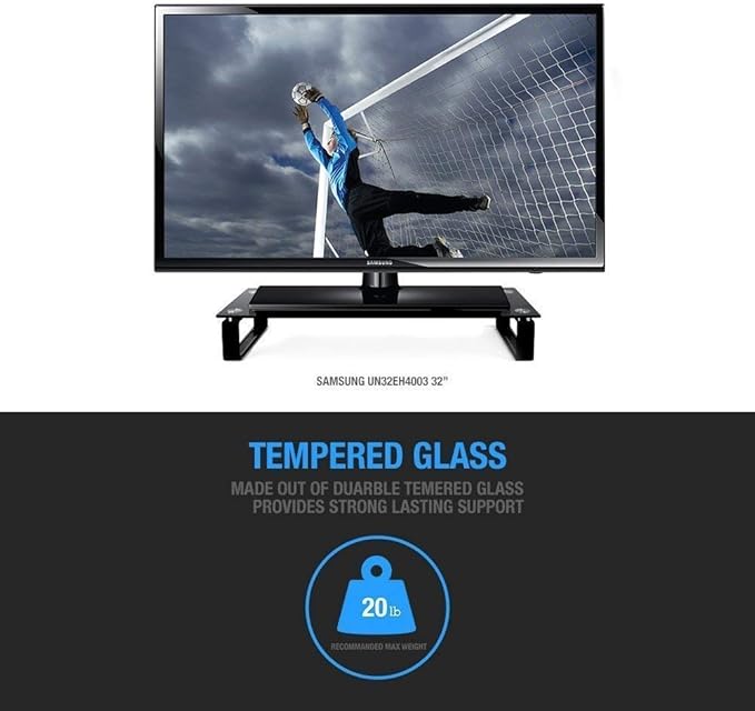 Eutuxia Type-S Black Tempered Glass Monitor Stand, All-In-One Desktop, Printer - Image 4