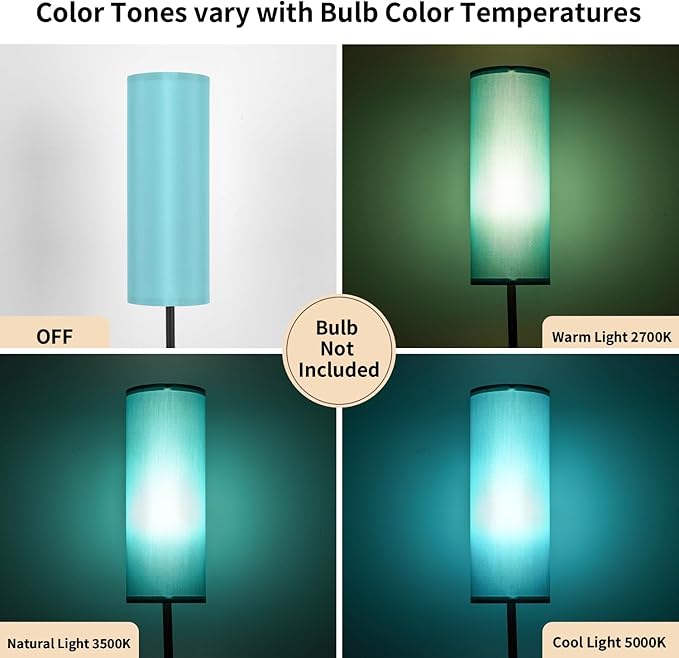 FRIDEKO HOME Floor Lamp with Turquoise Shade, Simple Design with Foot Pedal - Image 3