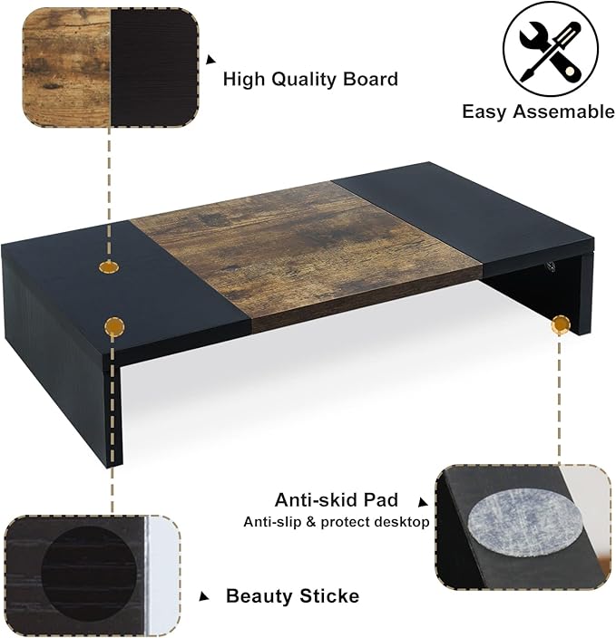 TEAMIX 20 inch Monitor Riser, Sturdy Wood Desktop Riser - Image 3