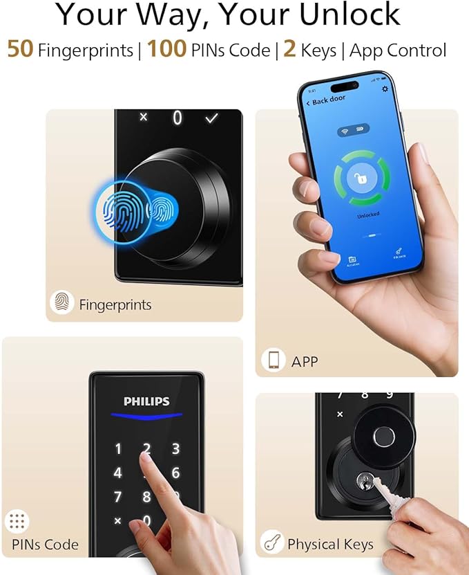 Philips Fingerprint Smart Lock, Keyless Entry Door Lock, Smart Door Locks - Image 2