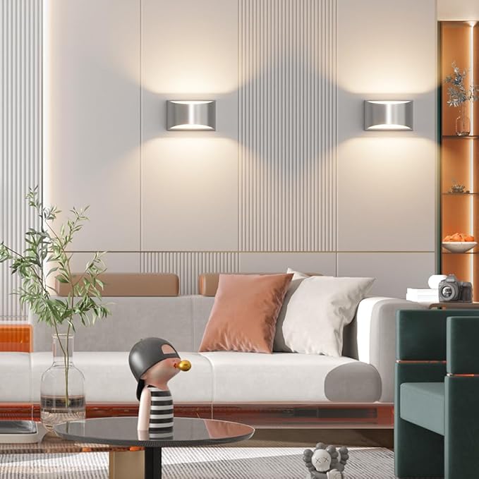 Aipsun Nickel Modern LED Wall Sconce Hardwired Indoor Wall Lights 1 Pack Up and - Image 7