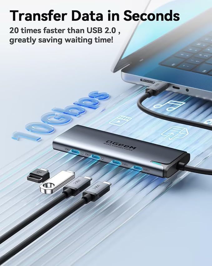 QGeeM USB C Hub, Type C Splitter Extender - Image 6