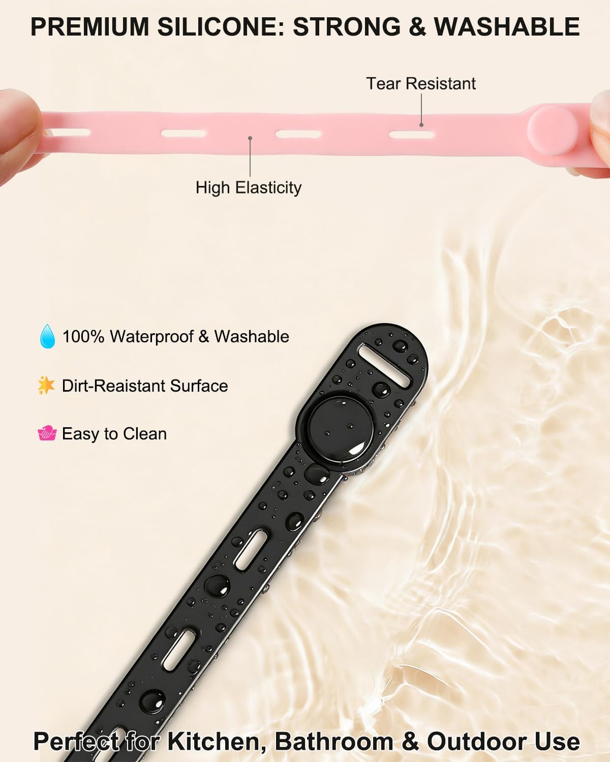 OneLeaf Reusable Silicone Cable Ties, Soft Cord Bundlers for USB Chargers, Kitchen Appliance, Adjustable Wire Management Straps with Secure Buckle, Travel Tech & Cruise Essentials Keepers, Multicolor