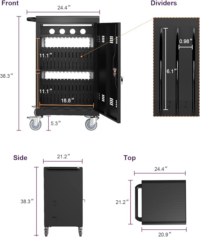 OFLILAK 36-Device Mobile Charging Cart - Image 2