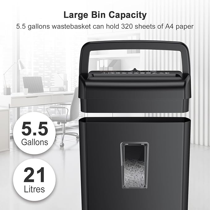 Bonsaii 10-Sheet Cross Cut Paper Shredder, 5.5 Gal Home Office Heavy Duty - Image 4
