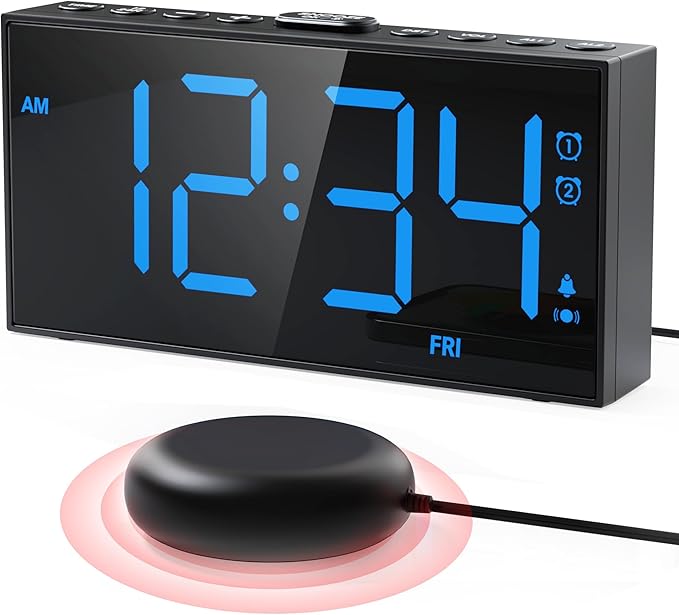 PPLEE Loud Alarm Clock with Bed Shaker, Vibrating Alarm Clock by PPLEE