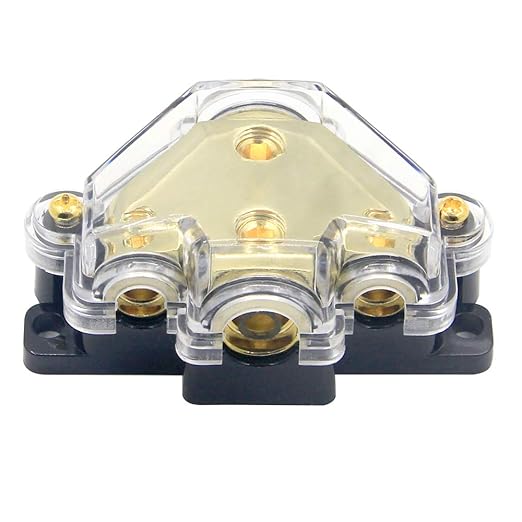 RKURCK 3 Way Power Distribution Block, 0/2/4 AWG Gauge in, 4/8 Gauge Out by RKURCK