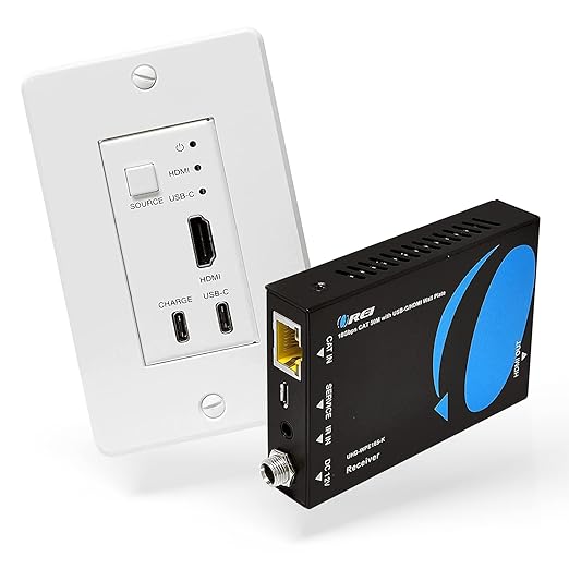 OREI 4K HDMI/USB-C Extender, Over Single Cat6/Cat7 Cable Wall Plate Transmitter by OREI