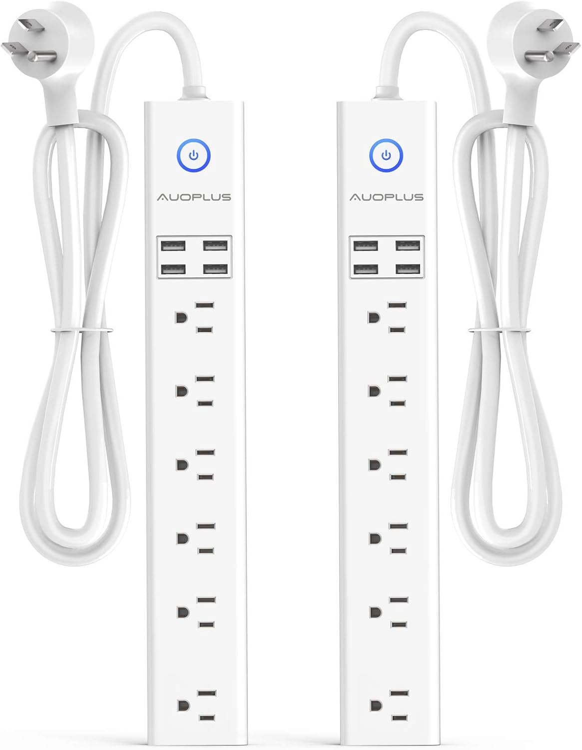 2 Pack Surge Protector Power Strip - 10FT Long Extension Cord