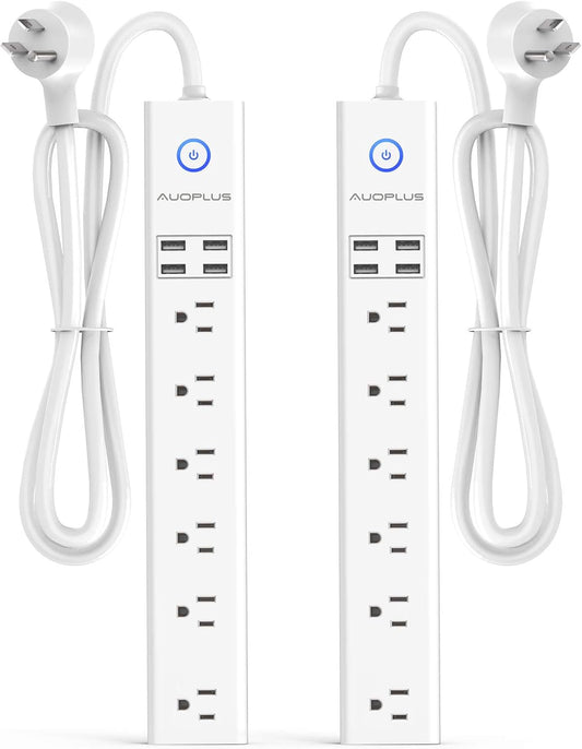 2 Pack Surge Protector Power Strip - 10FT Long Extension Cord