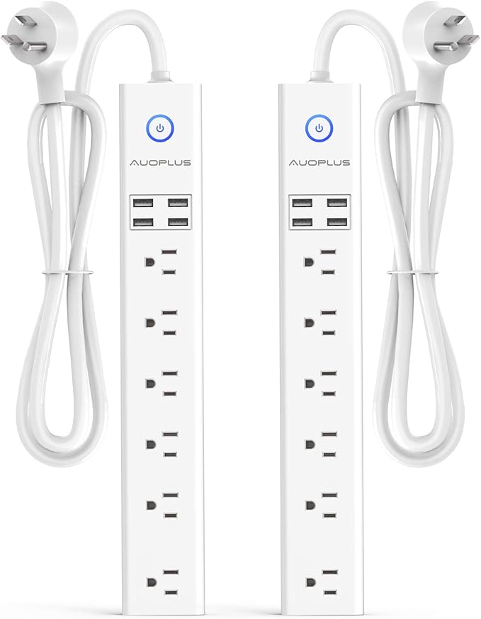 2 Pack Power Strip Surge Protector Flat Plug by AUOPLUSOFFICIAL