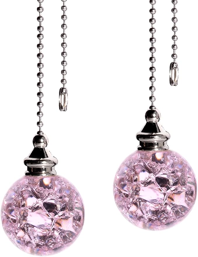 LONGSHENG - SINCE 2001 - 2PCS Pink Modern Crystal Ice Cracked Ball Pull Chain by LONGSHENG-SINCE2001-