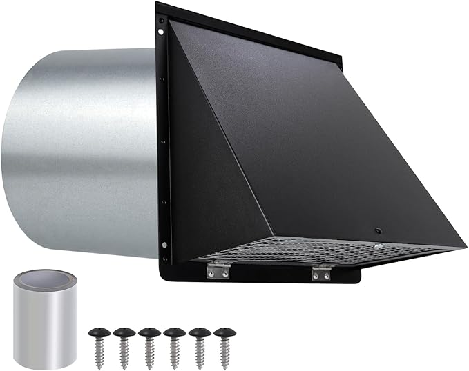 6 Inch Hooded Wall Vent with Screen and Damper, 6 Inch Wall Exhaust Vent Cover by JYINCPED