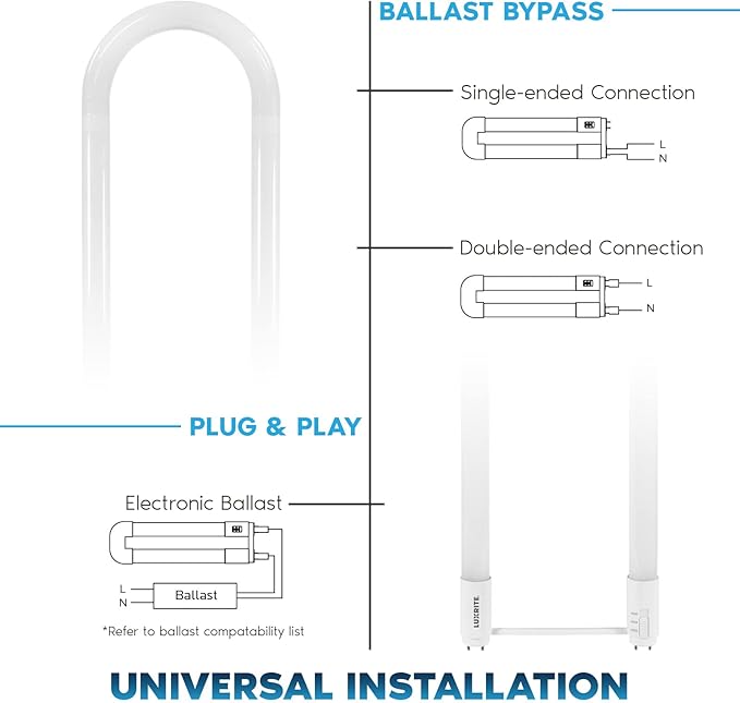 Luxrite U Bend LED Tube Light, T8 T12, 3 Colors 3500K | 4000K | 5000K, 2100 - Image 3