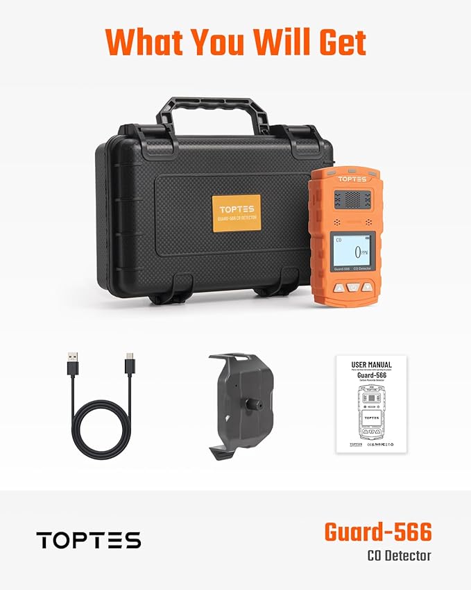TopTes Guard-566 Portable Carbon Monoxide Detector, Rechargeable CO Detector - Image 7